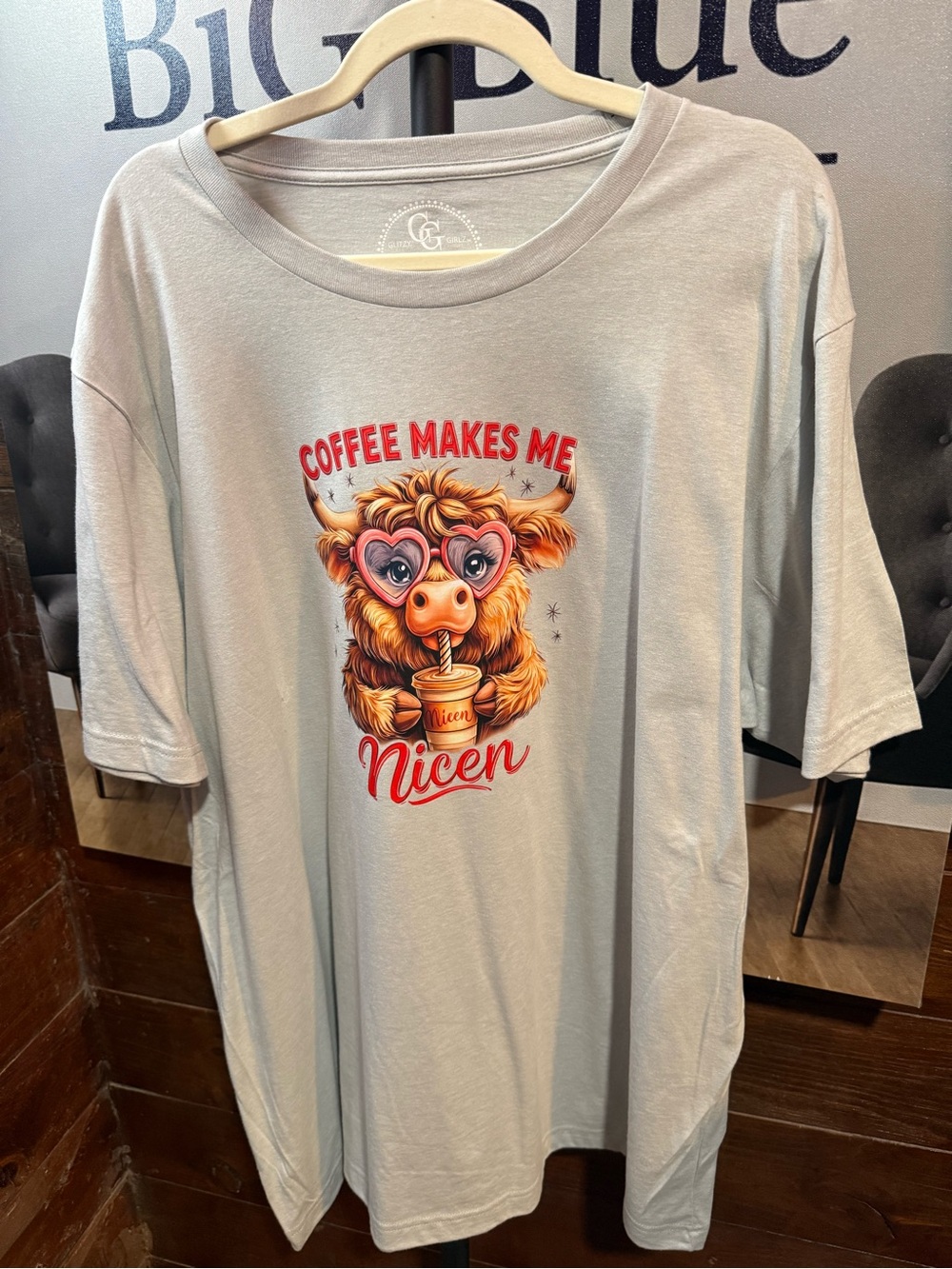 Coffee Makes Me Nicen Graphic Tee - Light Gray